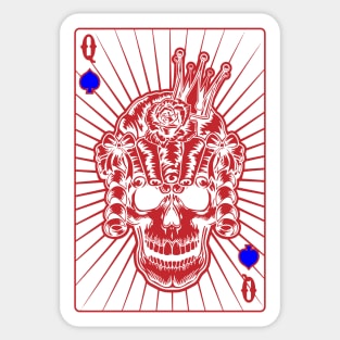 Queen of Spades Red Skull Sticker